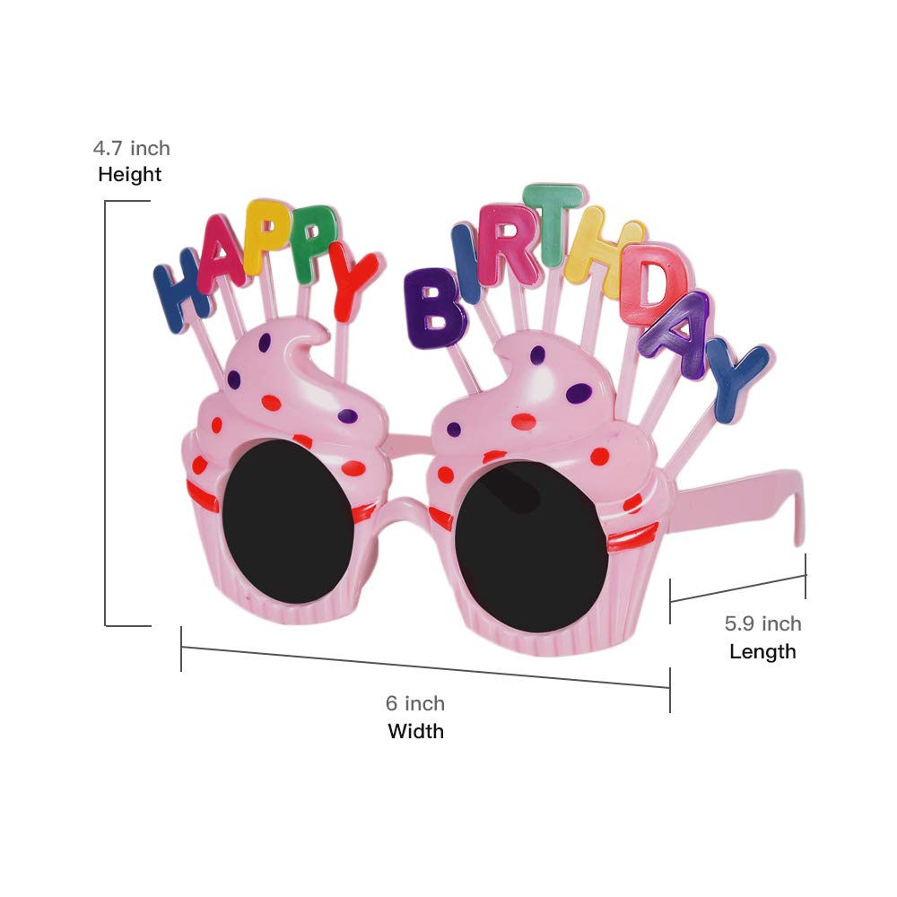 Funny Birthday Glasses for Adults & Kids - 6 Pairs Novelty Sunglasses Photo Props - Perfect for Birthday Parties, Celebrations & Social Media Photos