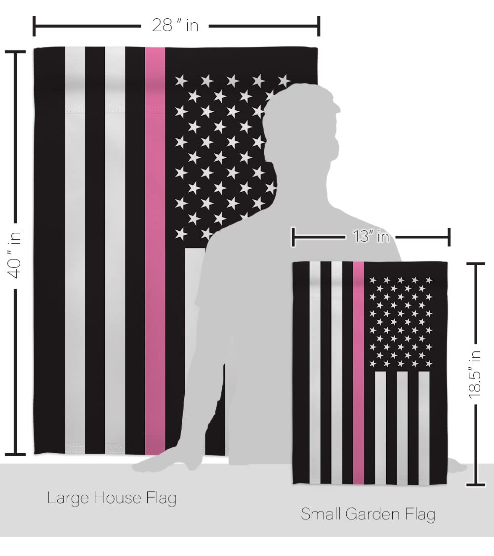 Thin Pink Line Garden House Flag - Double-Sided 28x40 Inch, Made in USA - Supports Cancer, Autism & Breast Cancer Awareness - Perfect for Yard Decor, Gifts & Outdoor Events