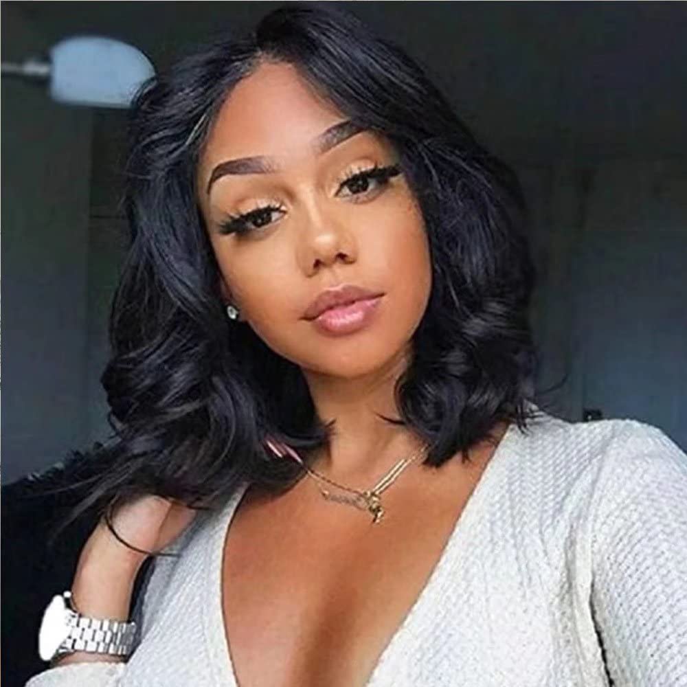 13x6 HD Transparent Lace Frontal Bob Wig - 8 Inch Short Loose Deep Wave Brazilian Remy Human Hair - Pre Plucked Natural Color for Women | Perfect for Daily Wear, Cosplay & Special Occasions