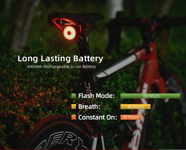 Xlite SE Smart Bike Light with Auto Brake-Sensing Taillight - Ultra-Bright USB-C Rechargeable Cycling Light, IPX6 Waterproof & 3 Lighting Modes for Road Safety - Perfect for Night Riding, Commuting & Urban Cycling