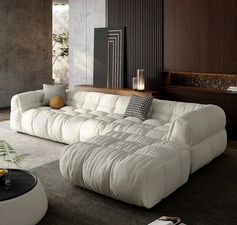 Luxury Sectional Puff Sofa Set for Living Room - Comfortable & Durable Modern L-Shaped Couch with Soft Fabric - Perfect for Family Gatherings, Movie Nights and Small Space Apartments