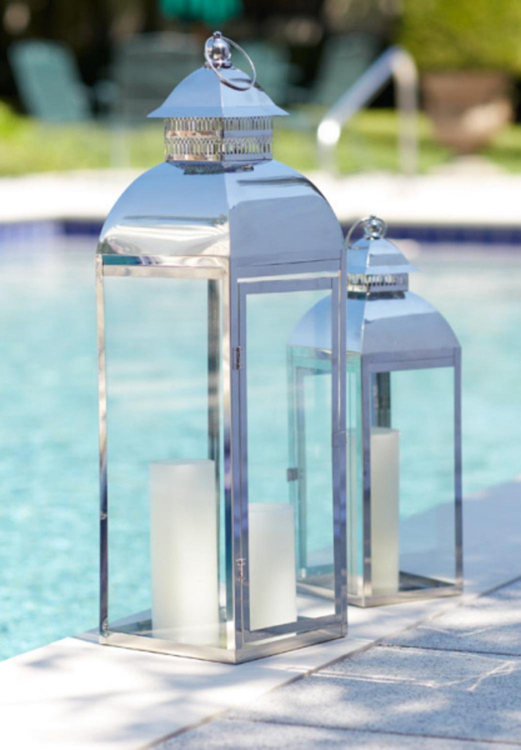 Melrose Set of 2 Elegant Glass Pillar Candle Holder Lanterns - 26 Inch Tall for Wedding, Home Decor, and Outdoor Party Lighting