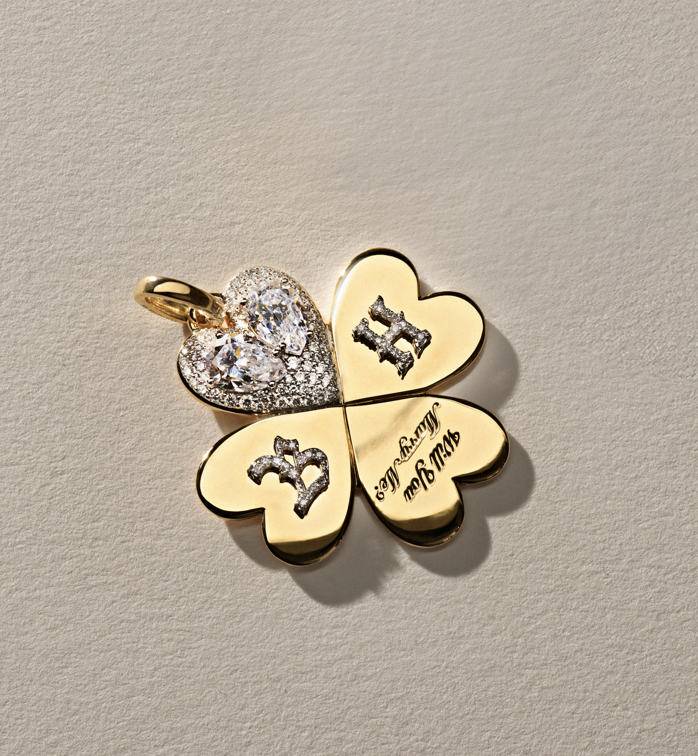 Custom 'Will You Marry Me' Large Yellow Gold Pendant with Pear Diamonds & Annex Link - Perfect for Proposals, Anniversaries & Romantic Gifts