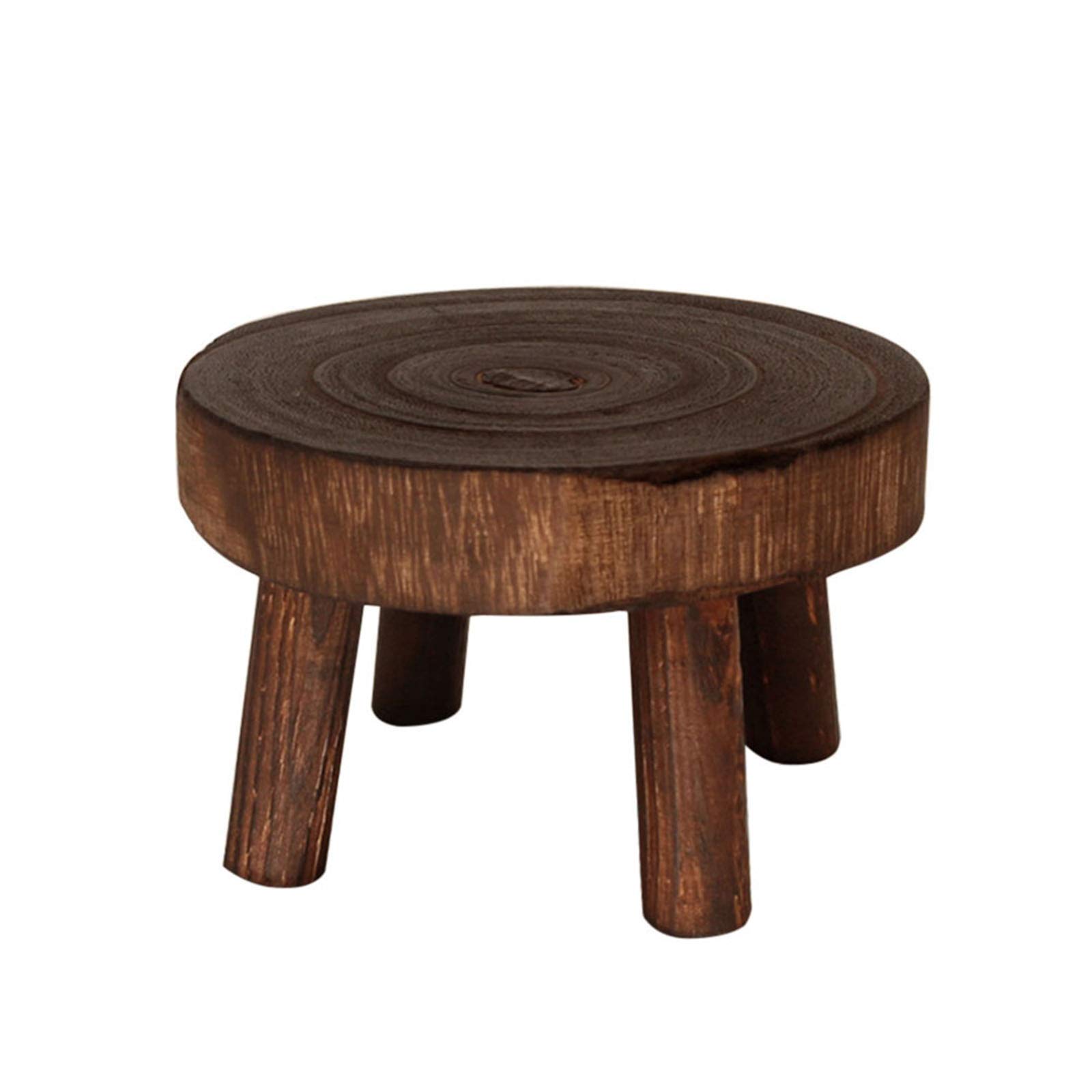 Little Round Wooden Stool - Solid Wood Mini Plant Stand for Indoor & Outdoor Use - Garden Flower Pot Holder, Home Office Decor Display Stool - Perfect for Balcony, Patio, Living Room and Bedroom Decor