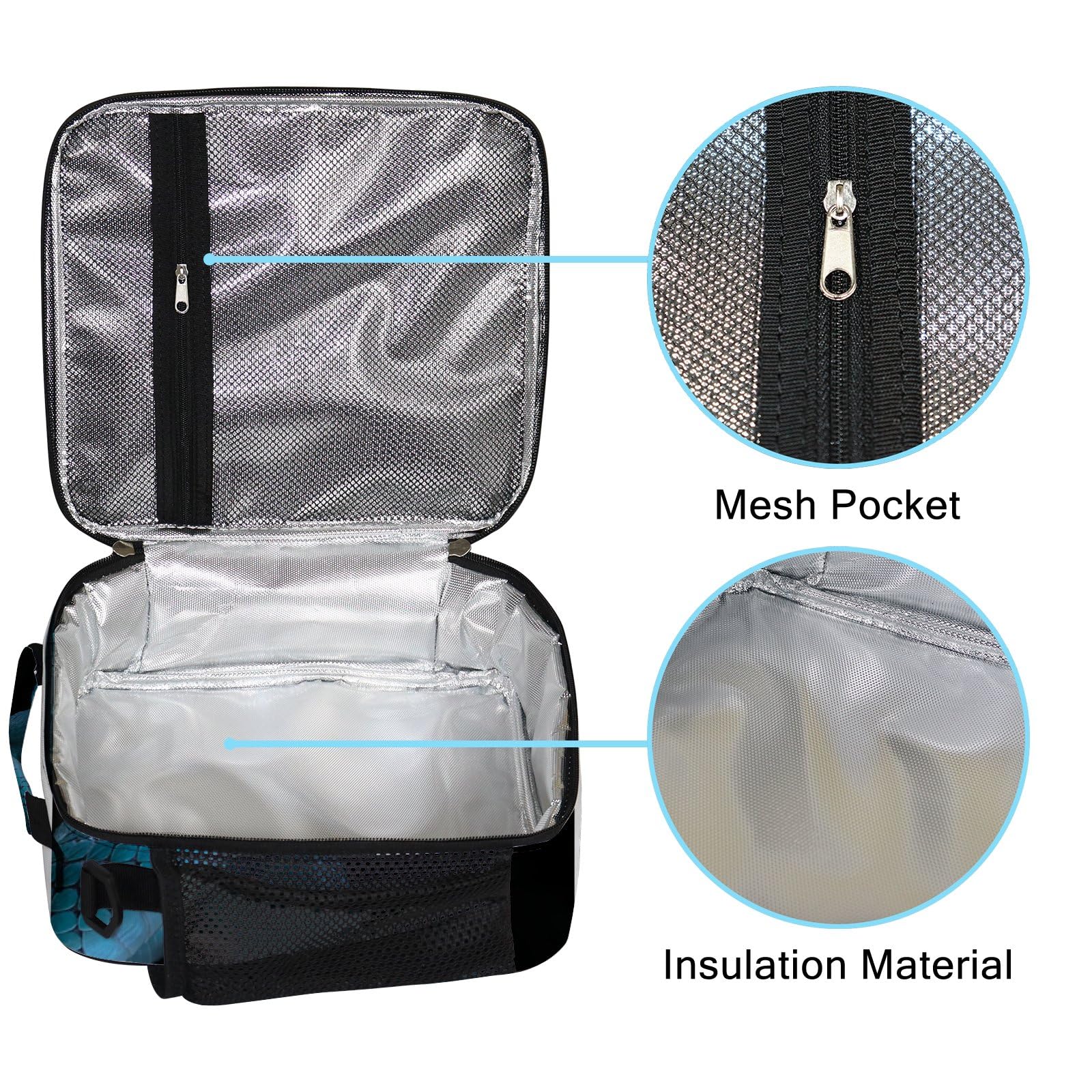 Insulated Snake Print Lunch Bag - Reusable Cooler Tote with Adjustable Shoulder Strap for Men & Women | Perfect for Office, School, Picnics & Outdoor Activities