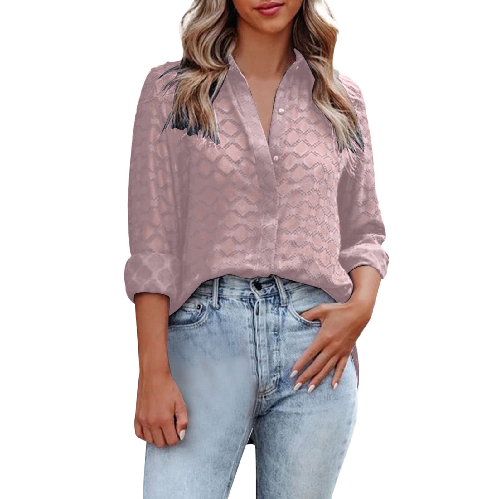 Women's Business Casual Tops - Short Sleeve V-Neck Tunic Blouse with High-Low Hem | Perfect for Office Wear, Business Meetings & Smart Casual Outfits