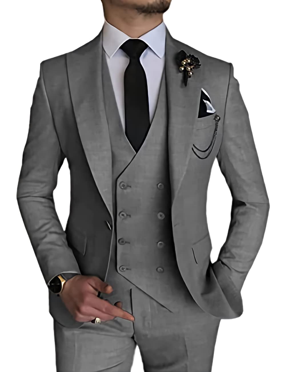 Men's Slim Fit 3 Piece Suit Set - One Button Blazer, Vest & Dress Pants for Business, Wedding & Prom | Formal Office Attire & Special Occasion Outfits