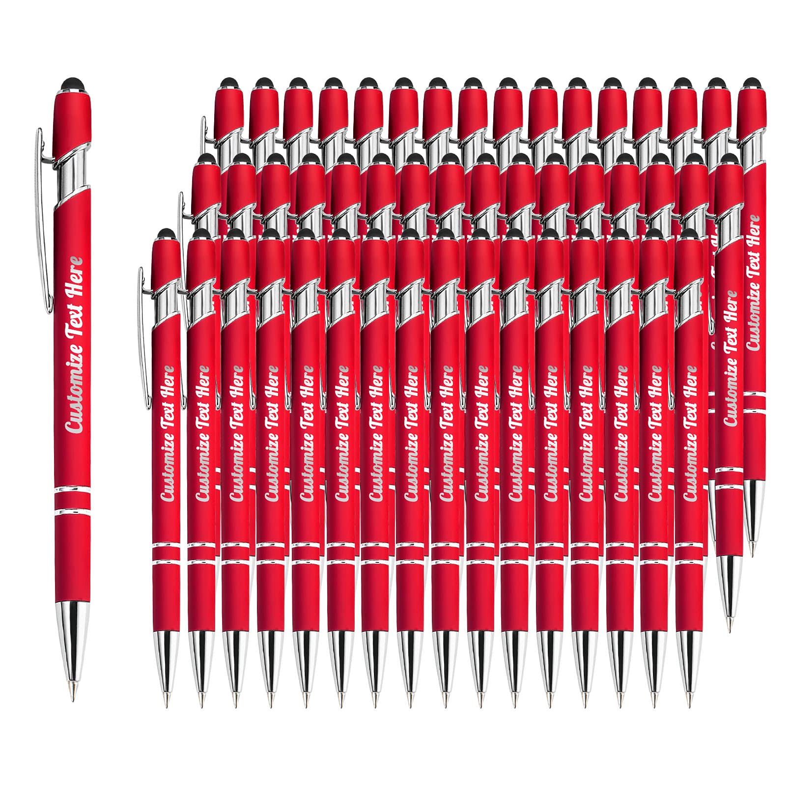 500 Custom Engraved Ballpoint Pens with Business Name, Logo & Message - Bulk Personalized Pens with Stylus for Office, School, Promotions - Medium Point Black Ink (60 Pack) - Perfect for Corporate Gifts, Graduations, Birthdays & Anniversaries