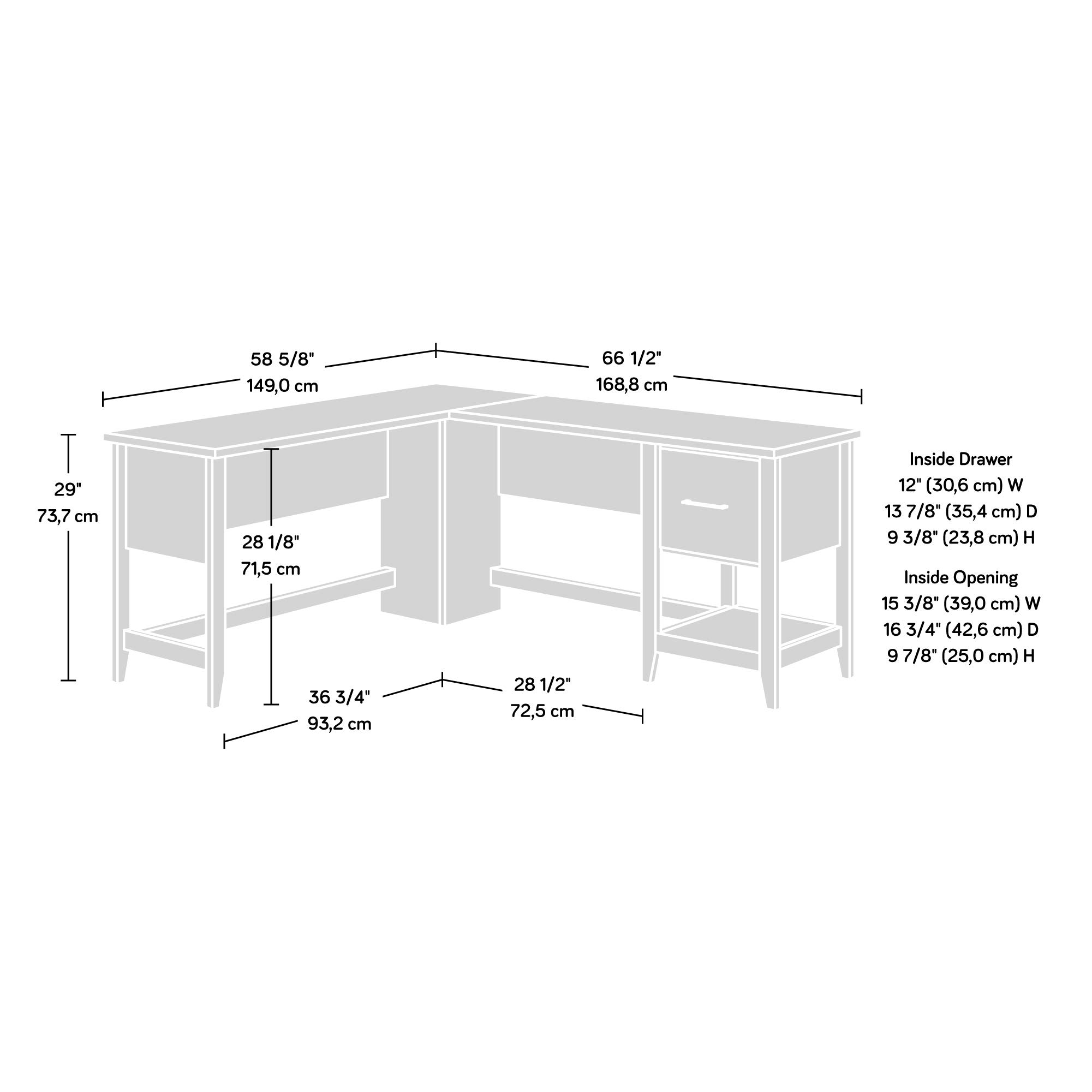 Sauder Summit Station L-Shaped Corner Home Office Desk with Drawer & Open Storage Shelf, Laurel Oak Finish - Perfect for Small Spaces, Home Office & Study Room Workstation
