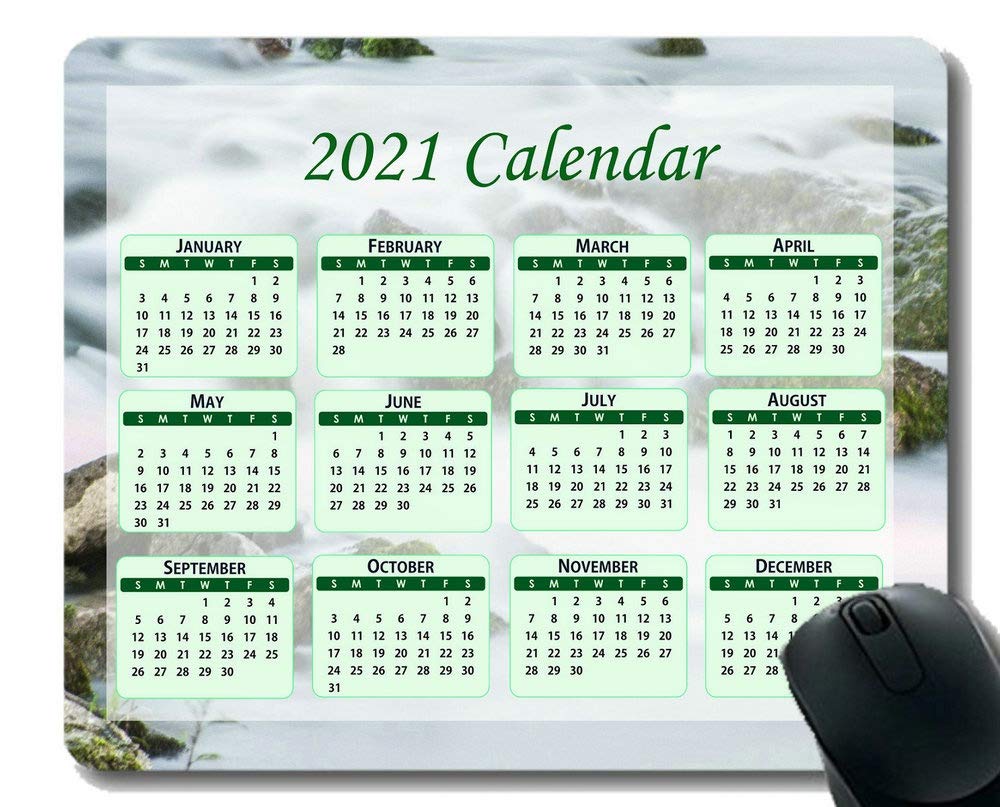 2024 Calendar Mouse Pad - Seasons of Different Colors, Blue Cloud & White Air High Clouds Design with Stitched Edge - Perfect for Office, Gaming & Home Computer Use