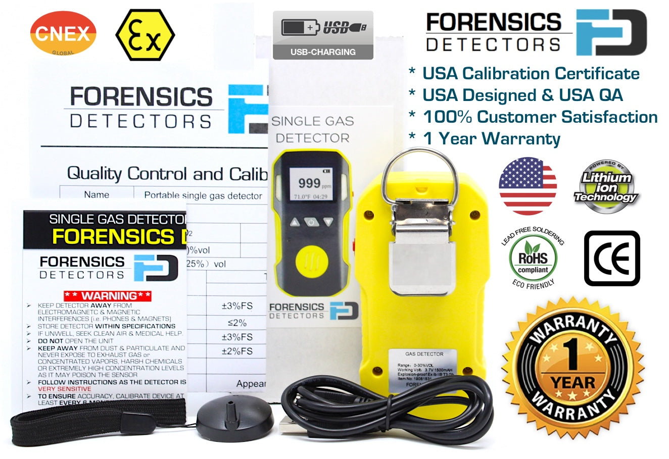 High Accuracy Carbon Dioxide (CO2) Meter 0-100% Range with NIST Calibration | Indoor Air Quality Monitor for Home, Office & Classroom
