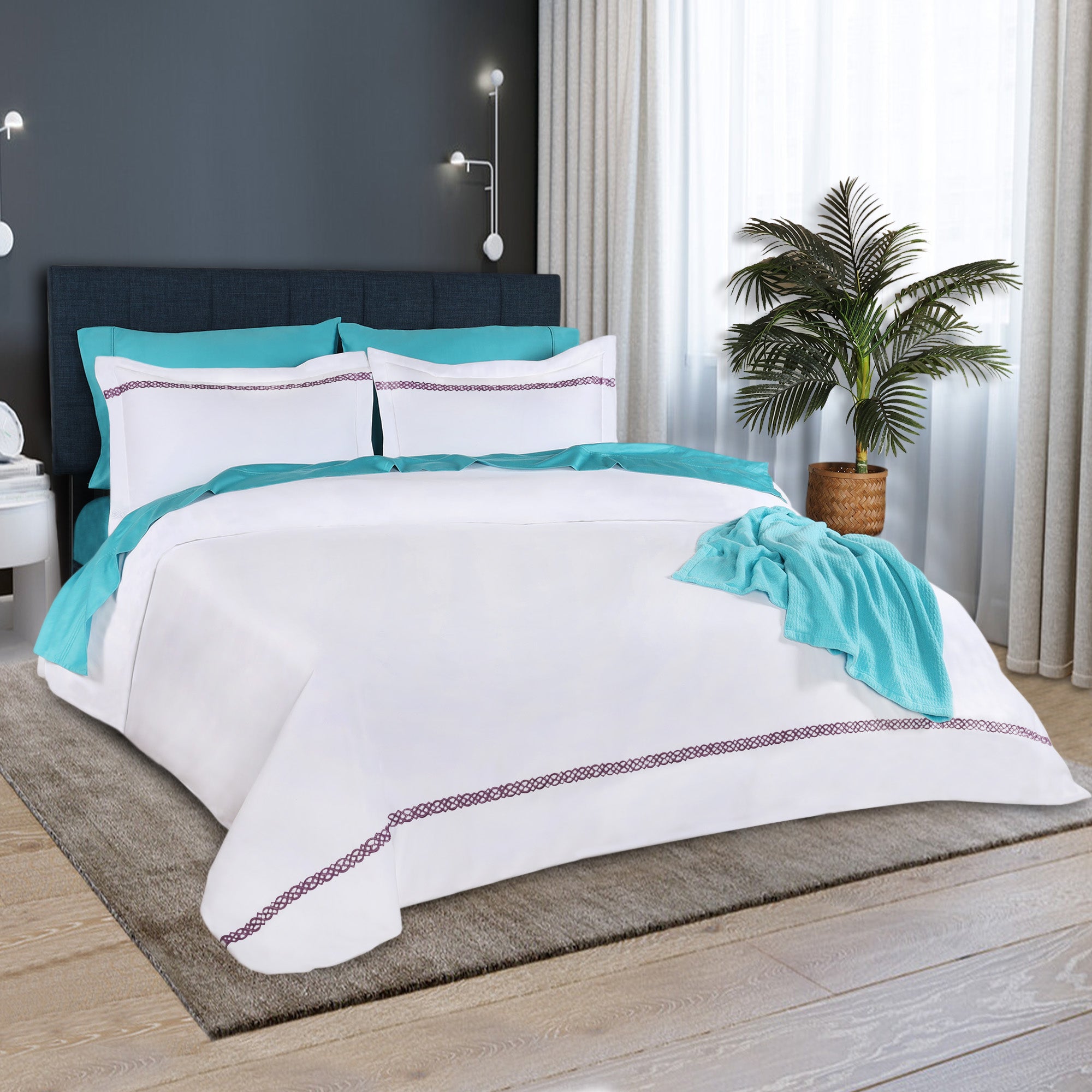Luxury 1000 Thread Count Egyptian Cotton Duvet Cover Set - King Size, Embroidered Design for Ultimate Comfort & Elegance - Perfect for Master Bedroom, Guest Room & Hotel Decor