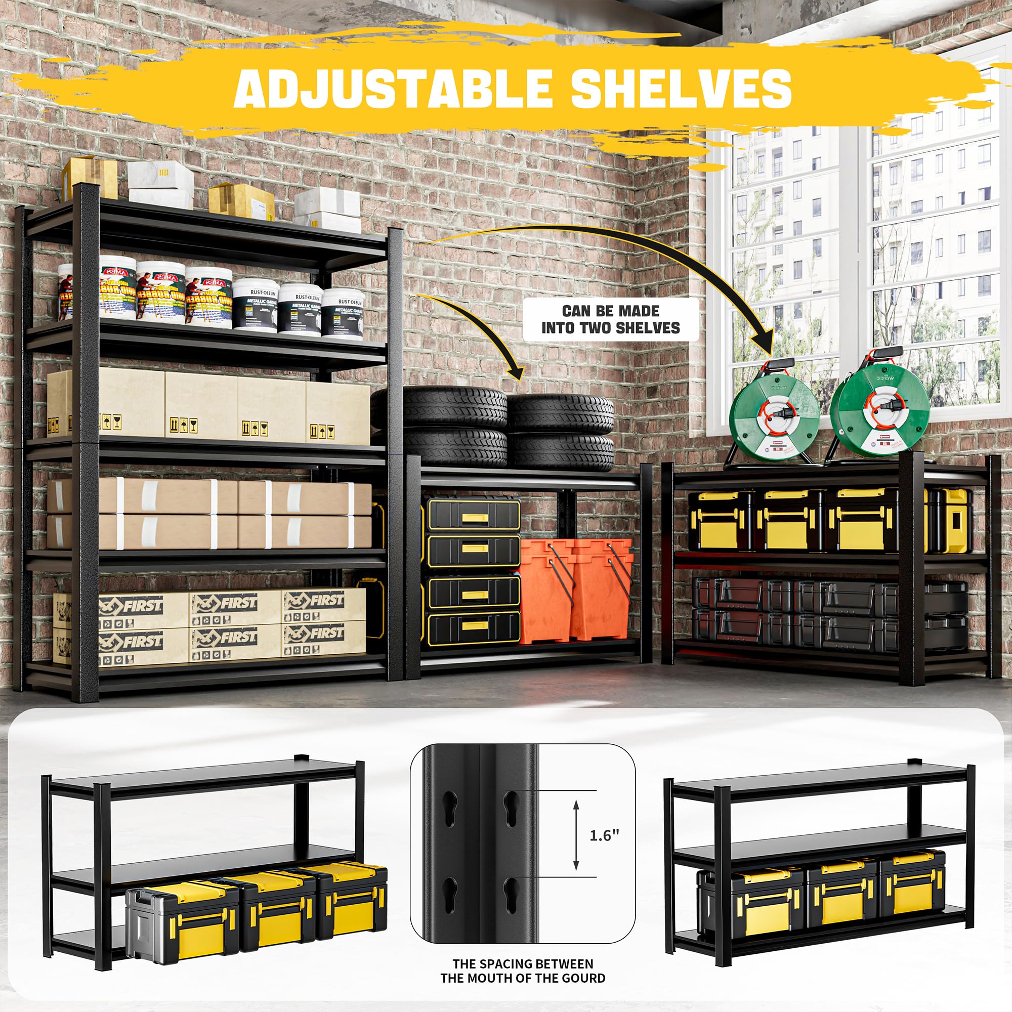 Heavy Duty 5-Tier Garage Shelving Unit, 78