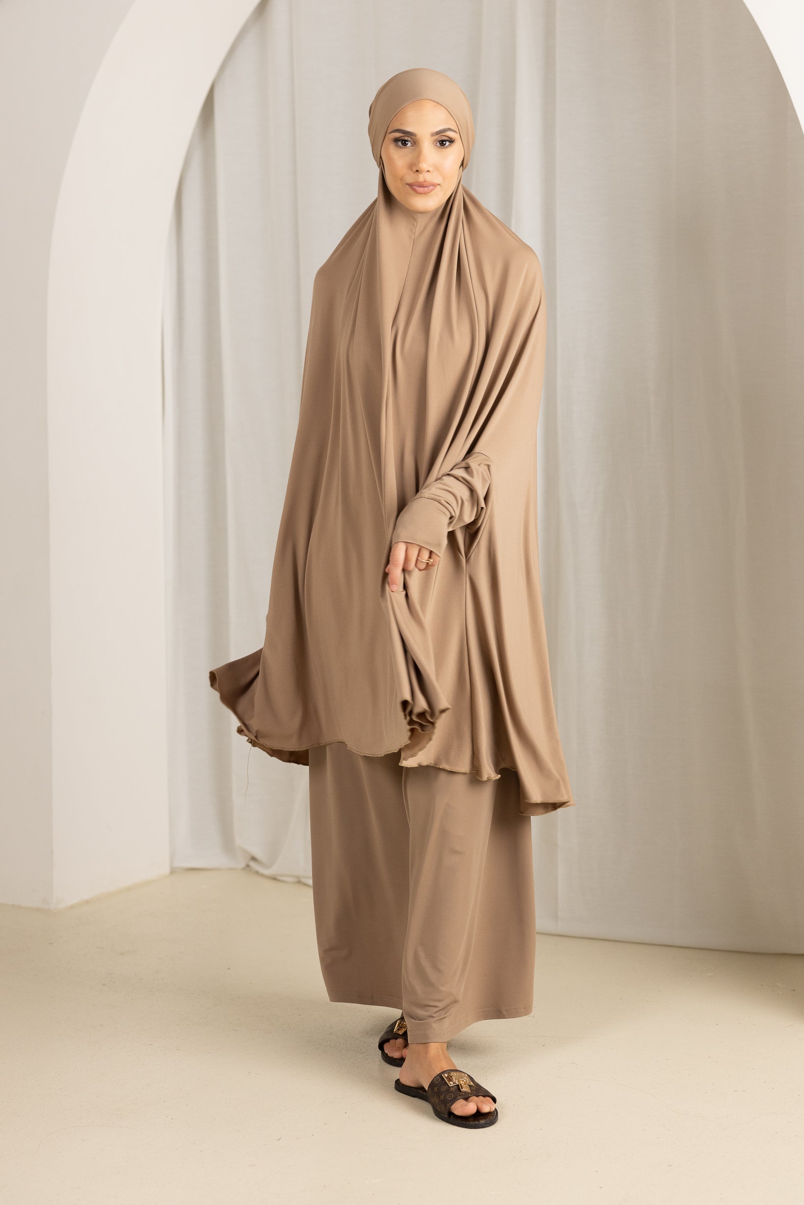 Modest Tie Back Jilbab Prayer Set with Sleeves - Dark Shades for Women | Perfect for Islamic Prayer, Mosque Visits & Everyday Modest Wear