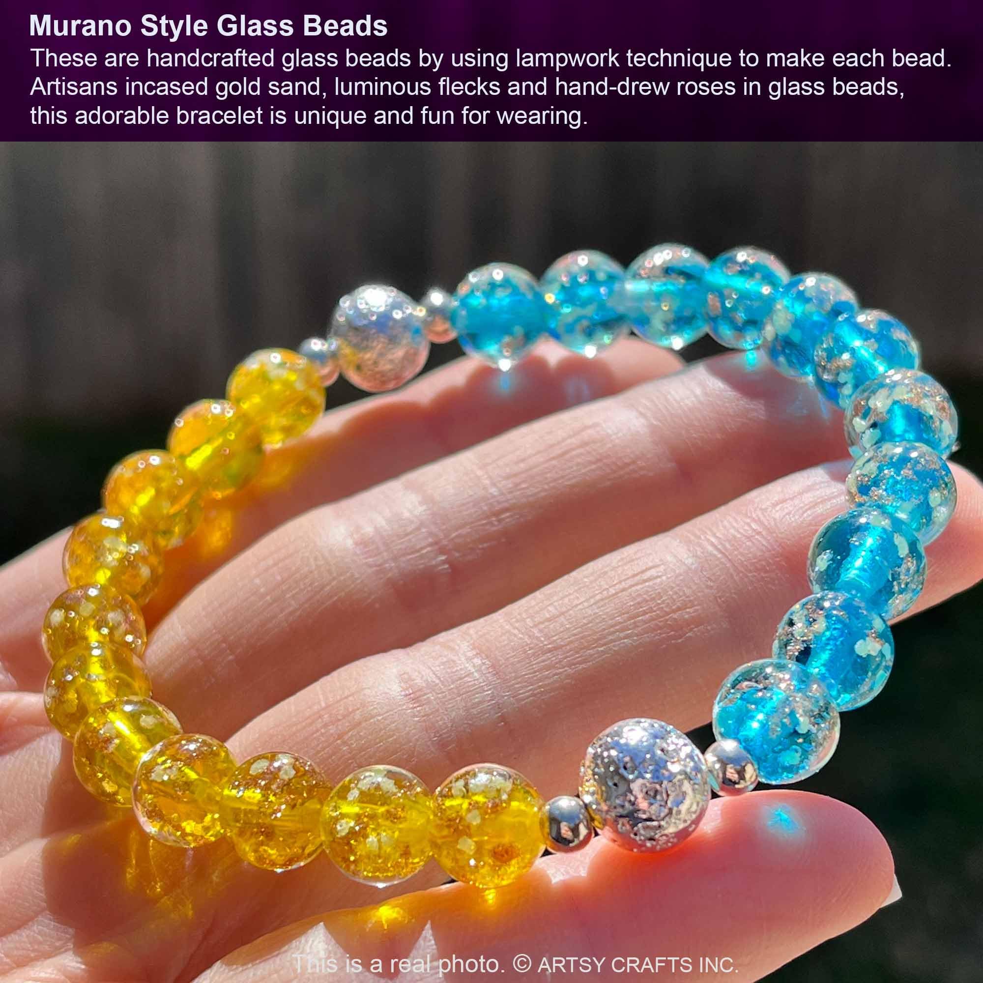 Glow in The Dark Firefly Beads Bracelet - European Lampwork Luminous Anxiety Relief Crystal Chakra Bracelet for Women | Stress Relief Healing Jewelry for Meditation, Yoga & Spiritual Wellness