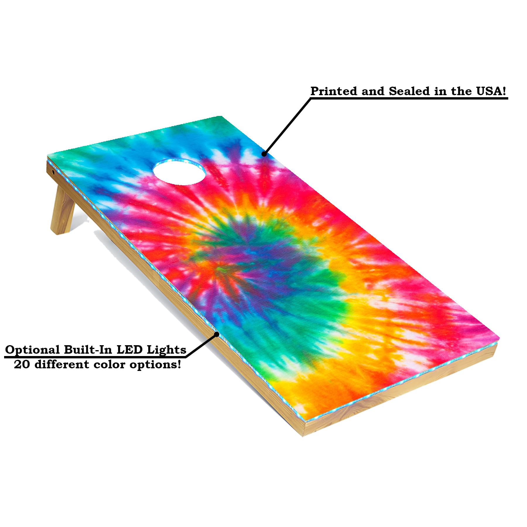 Premium Cornhole Board Set with 8 Bean Bags & Carrying Case - Regulation 4'x2' Size for Tailgating, Backyard Games & Tournaments - Lightweight Design with Optional LED Lights for Night Play