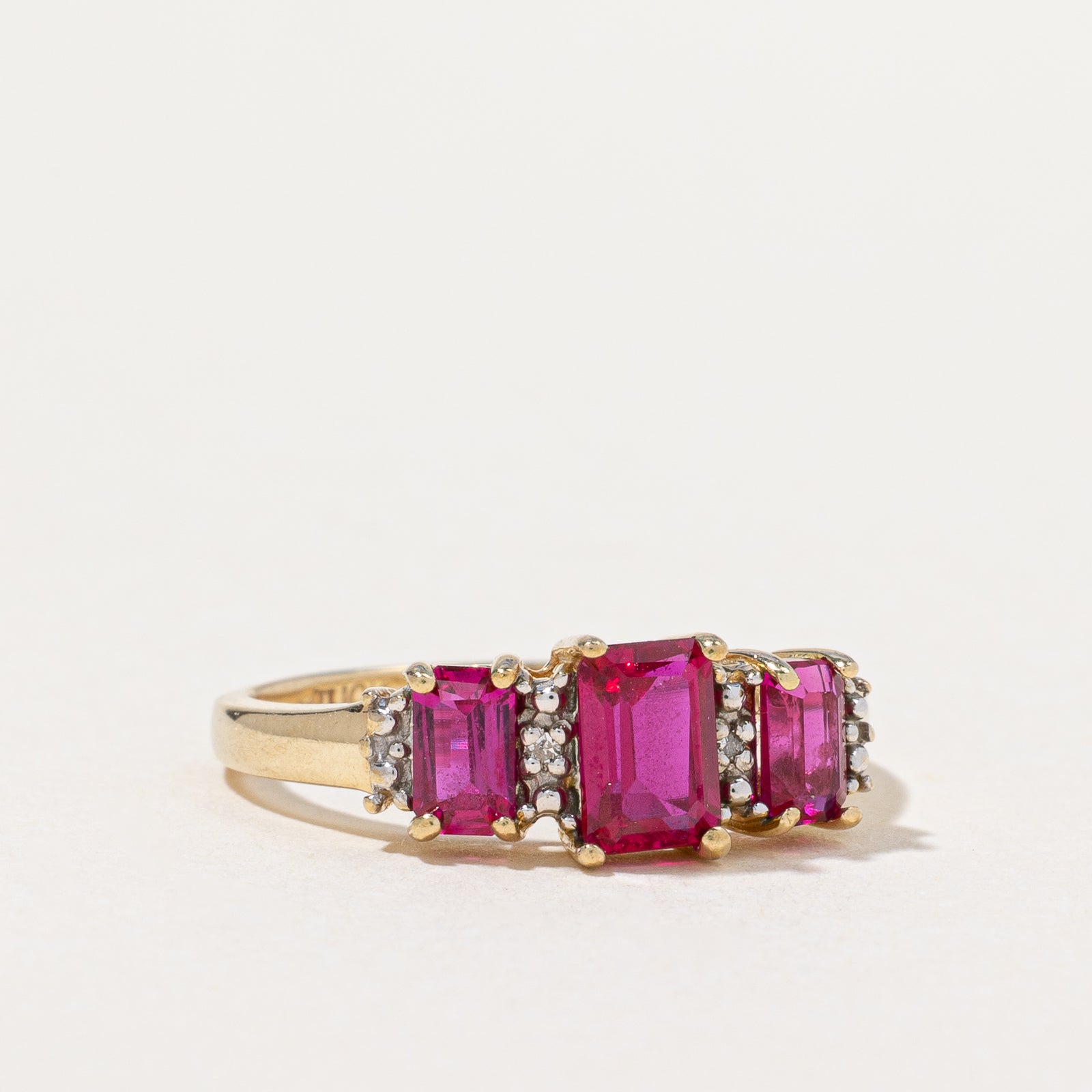 1.16ctw Synthetic Ruby & 0.01ctw Natural Diamond Ring - Size 6.75 | Elegant Wedding, Engagement & Anniversary Jewelry Gift for Women