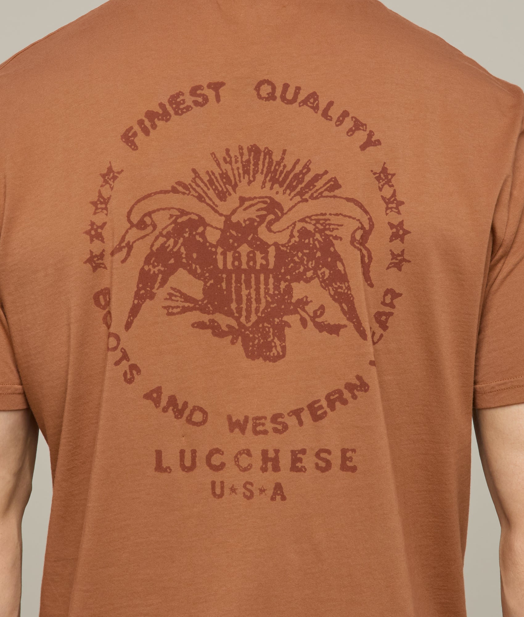 Eagle Stamp Graphic T-Shirt for Men - Soft Cotton Brown Tee - Casual Streetwear & Outdoor Activities