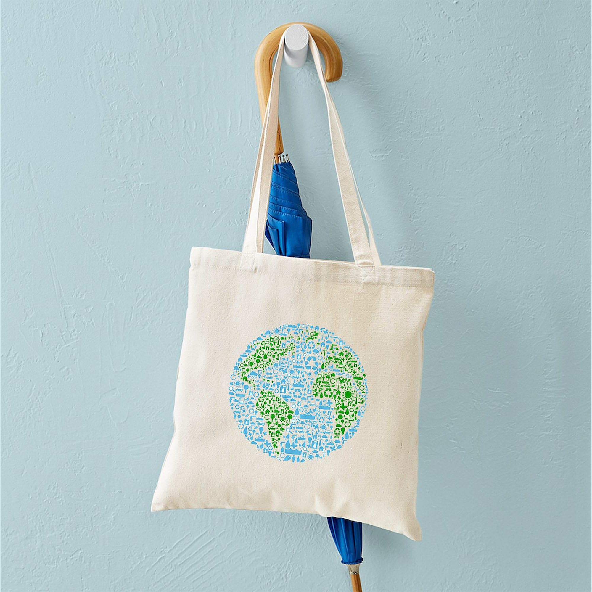 Save The Planet Eco-Friendly Natural Canvas Tote Bag - Reusable Grocery Shopping Bag for Groceries, Beach & Farmers Market