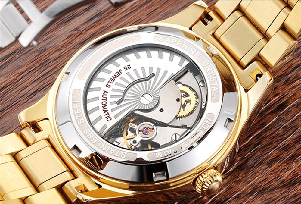 Premium Automatic Dress Watches for Men & Women - Gold & Silver Stainless Steel Couple Watch Set (His & Hers) - Perfect for Weddings, Anniversaries & Formal Occasions