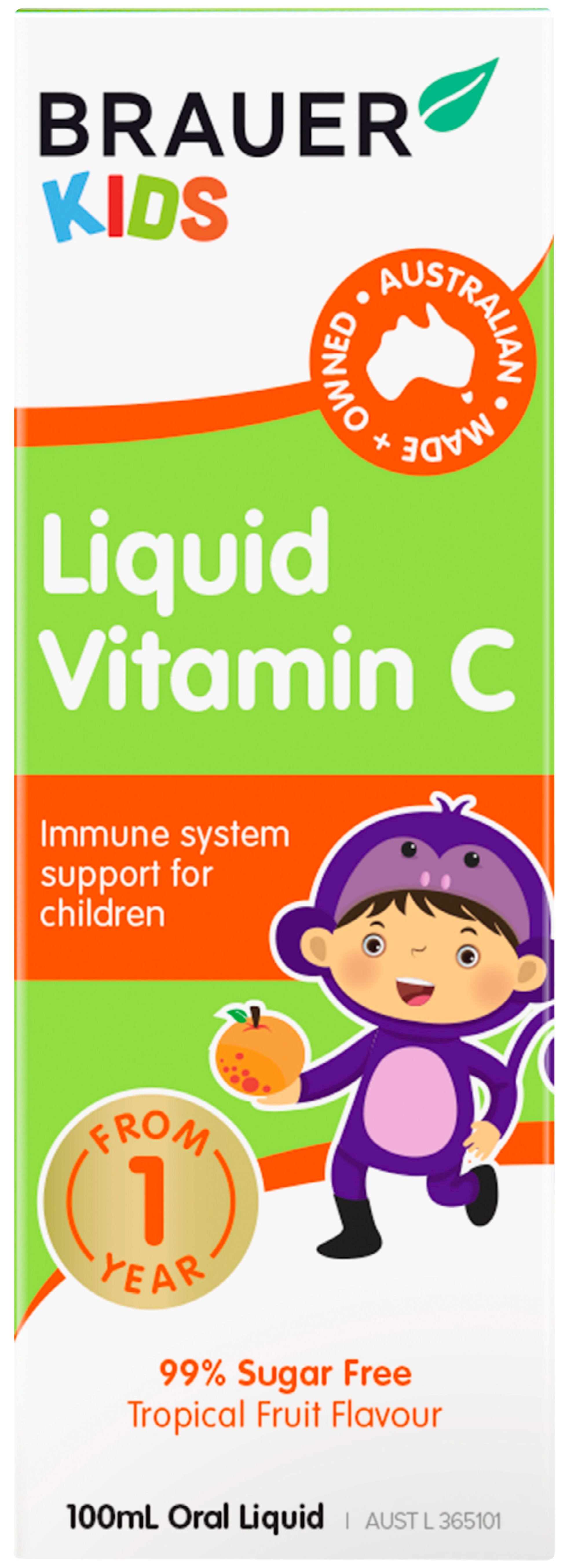 Brauer Baby & Kids Liquid Vitamin C Drops - Immune Support for Infants & Children - Natural Orange Flavor - Easy to Use - Ideal for Daycare, School & Travel - 60ml Bottle