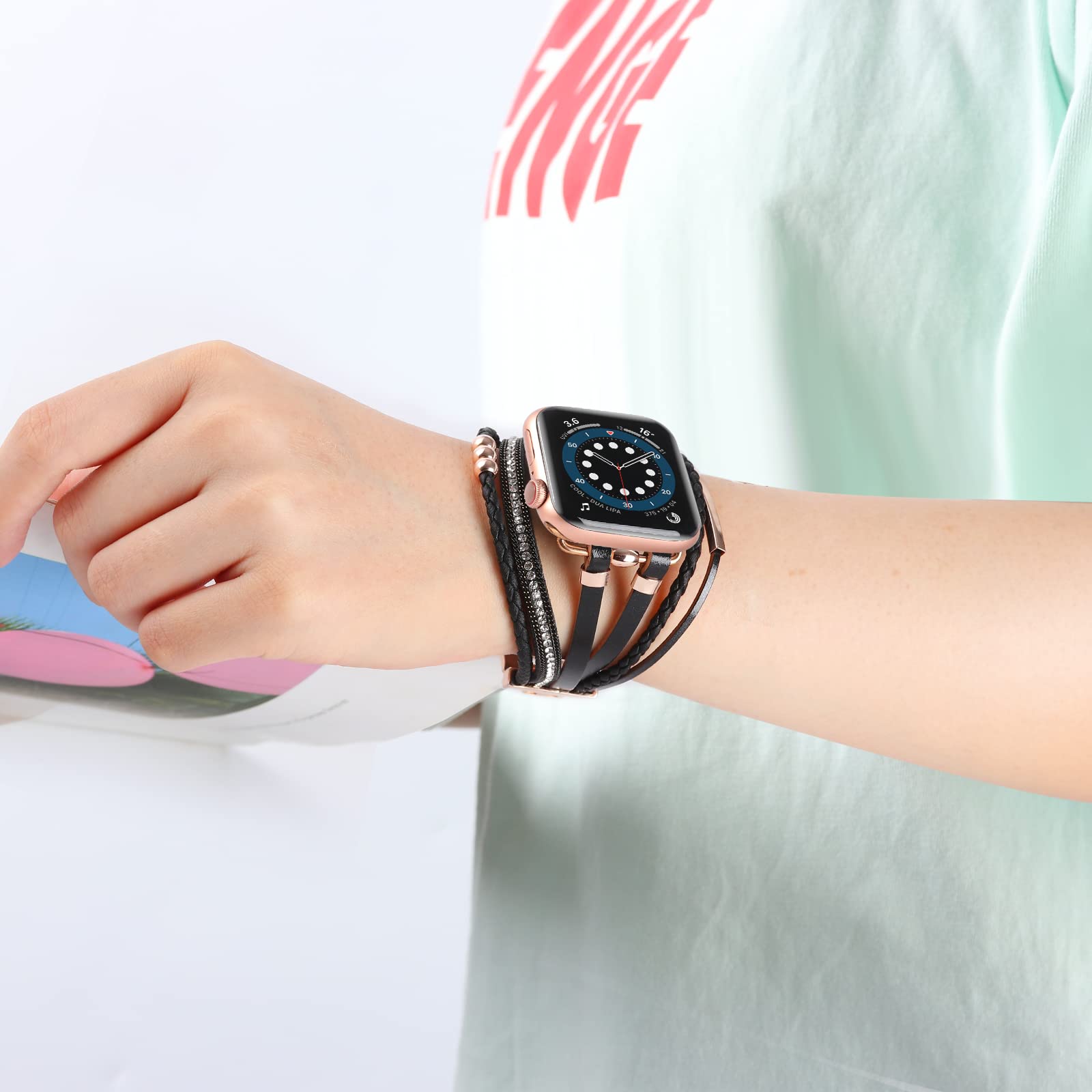 WONMILLE Genuine Leather Bands for Apple Watch 41mm 40mm 38mm 45mm 44mm 42mm 49mm - Boho Bracelet Strap Compatible with iWatch Series Ultra 10 9 8 7 6 5 4 3 2 1 SE - Perfect for Women's Fashion Accessories, Daily Wear & Special Occasions