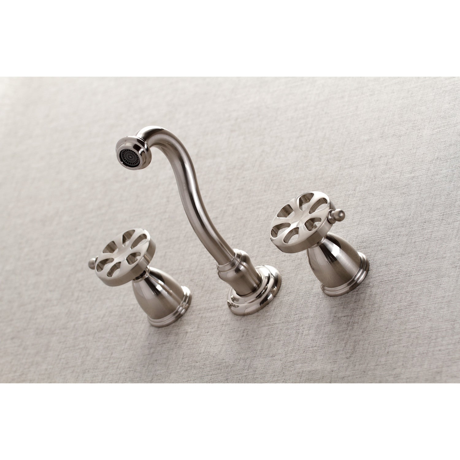 Belknap KS3028RX Brushed Nickel Roman Tub Faucet - 2 Handle 3 Hole Wall Mount Bathroom Fixture for Luxury Spa & Soaking Tub Experience
