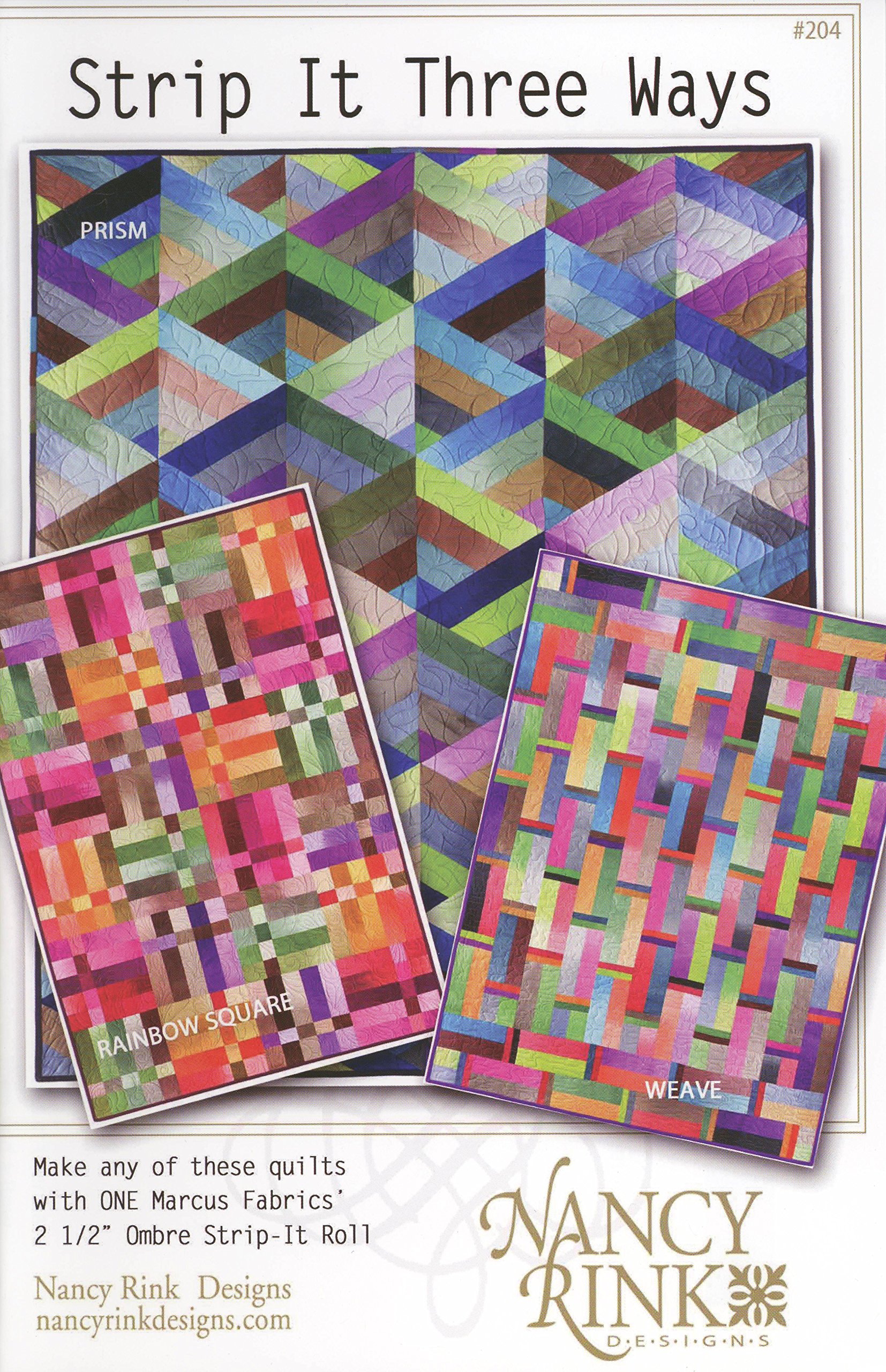 DOGNNAK Strip it Three Ways Quilt Patterns - Nancy Rink Designs Prism, Rainbow Square & Weave Quilting Templates | Perfect for DIY Quilting Projects, Home Decor & Gift Making