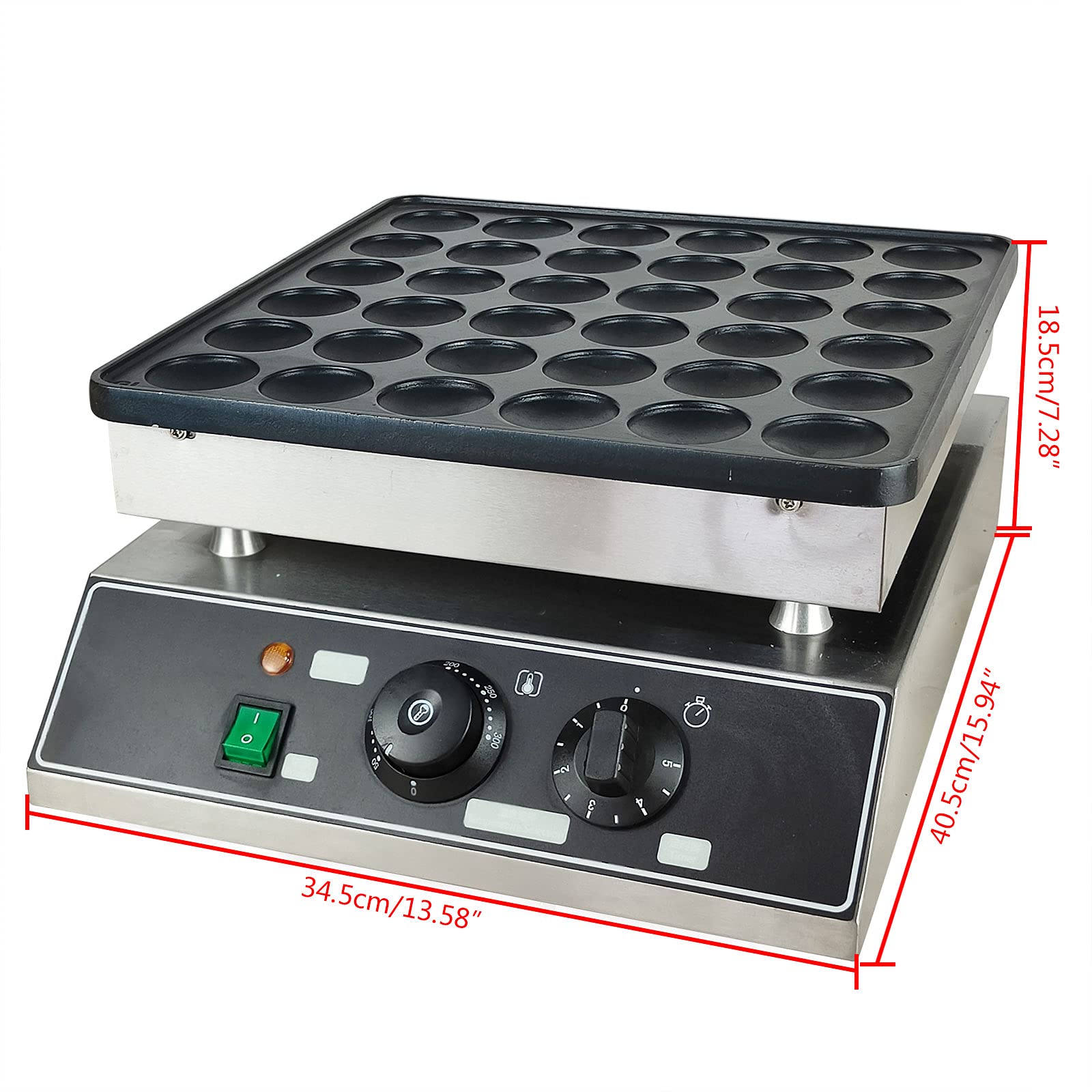 36 Holes Non-Stick Donut Maker Machine - Mini Dutch Pancake Baker for Breakfast, Snacks & Desserts - 110V 1100W Electric - Perfect for Home, Parties & Cafes