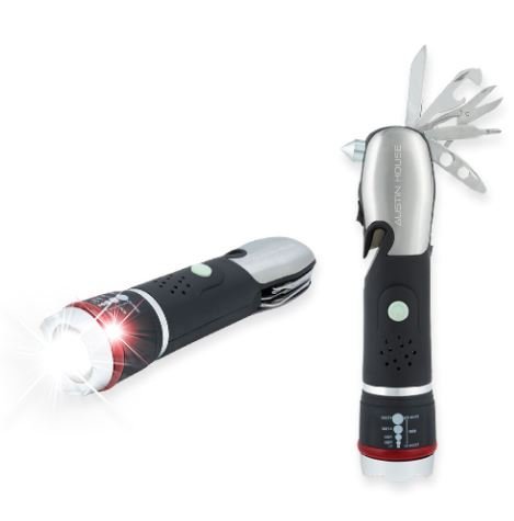 10 in 1 Emergency Survival Tool Kit - Austin House Multi-Function Car Safety Hammer with Seatbelt Cutter & Window Breaker for Earthquake, Hurricane, Car Accident - Perfect for Home, Office and Vehicle Emergency Preparedness