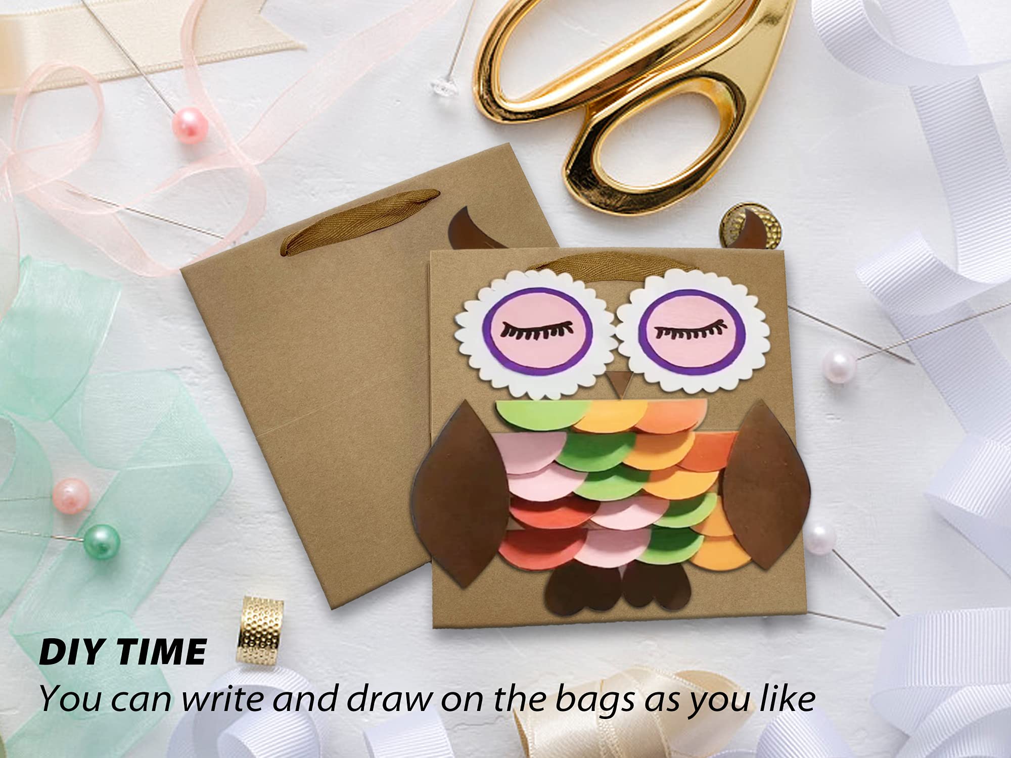 HUAPRINT 12 Pack Brown Kraft Paper Bags with Handles - 8x8x8 Inch Square Gift Bags for Shopping, Party Favors, Birthday Goodies, Take-Out & Retail Merchandise | Eco-Friendly & Durable for Stores, Events & Home Use