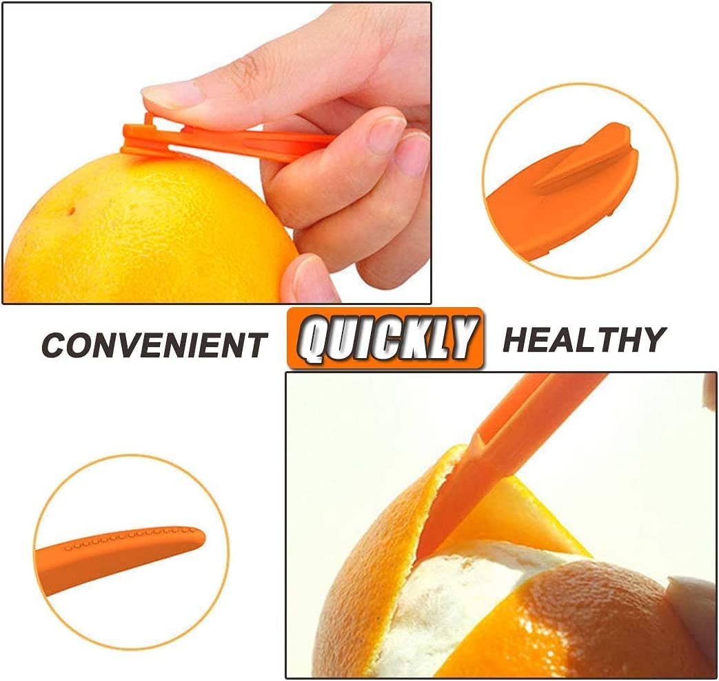 Orange Citrus Peeler Set - Easy Plastic Lemon & Citrus Peel Cutter, Slicer & Remover - Kitchen Gadget for Cooking, Baking & Cocktail Making (Set A)
