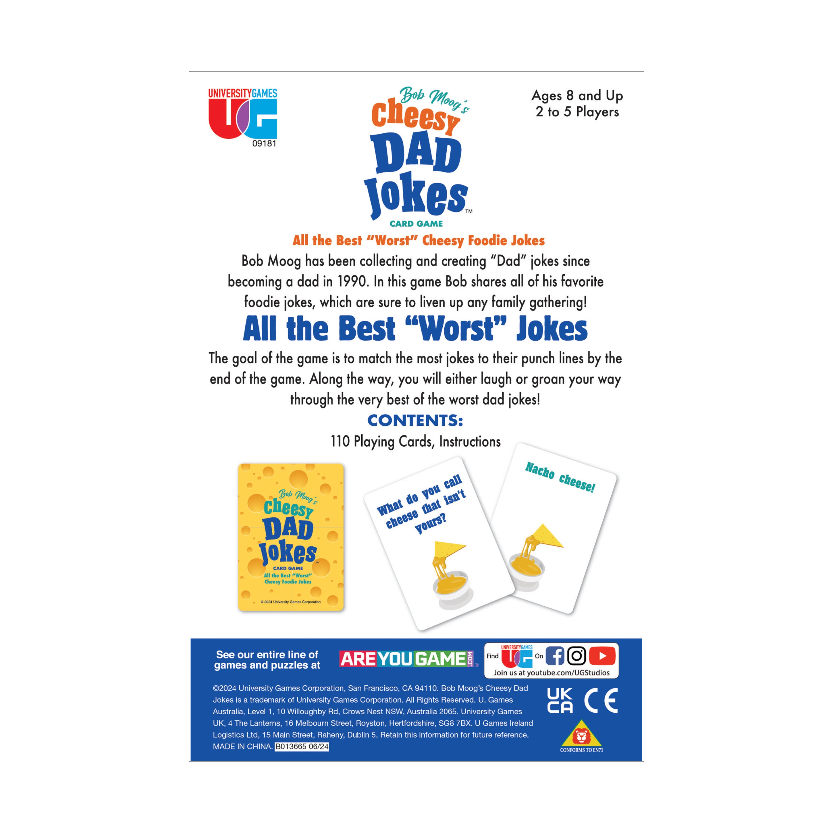 Bob Moog's Cheesy Dad Jokes Food Themed Card Game - Fun Family Party Game for Game Nights, Gatherings & Icebreaker Activities