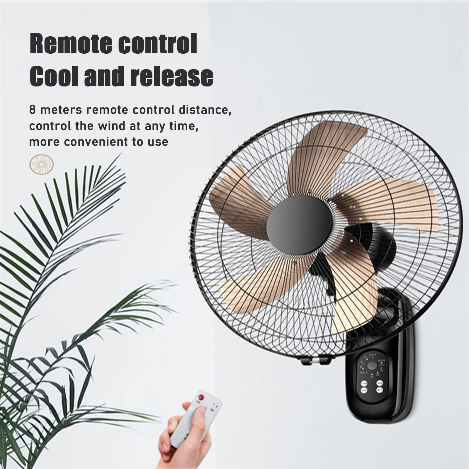 16 Inch Wall Mount Fan with Remote Control - 5 Blades, 3 Speeds & 4 Hour Timer - High Velocity Oscillating Fan for Industrial, Commercial & Home Use - Perfect for Warehouses, Offices, Bedrooms and Living Rooms