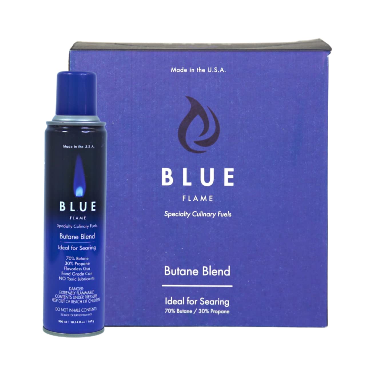 Premium Blue Flame N-Butane Fuel - Food Grade Triple Refined, 11X Filtered (12 Cans) - Ideal for Culinary Torches, Camping Stoves & Outdoor Cooking - No PO Box Shipping