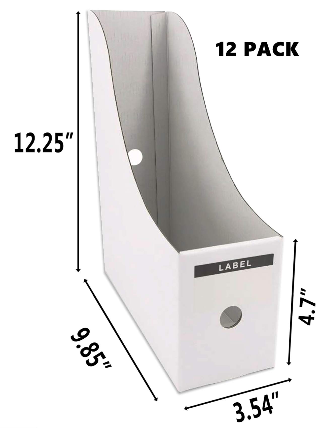 HUAPRINT Magazine File Holder Set (6 Brown + 6 White) - Desk Document Organizer with Labels, Letter Size File Storage Box for Office, Home, School - Perfect for Bills, Magazines, Office Supplies Organization