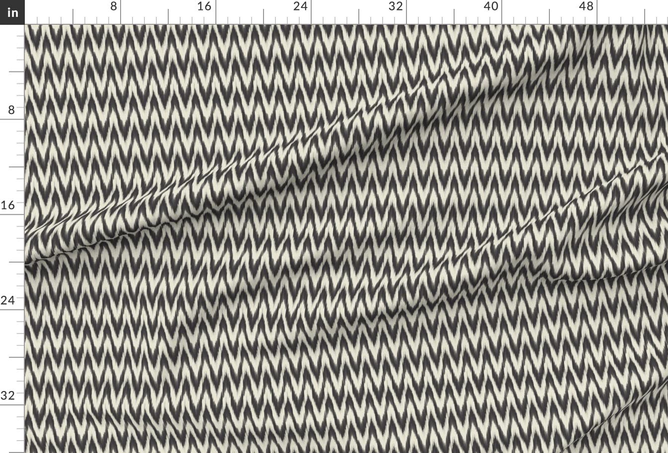 Spoonflower Black Cream Ikat Waves Zigzag Arrows Printed Minky Fabric by The Yard - Soft Baby Blanket, Quilt Backing, Plush Toy Material for Sewing & DIY Projects - Perfect for Nursery Decor, Home Crafts, and Gift Making
