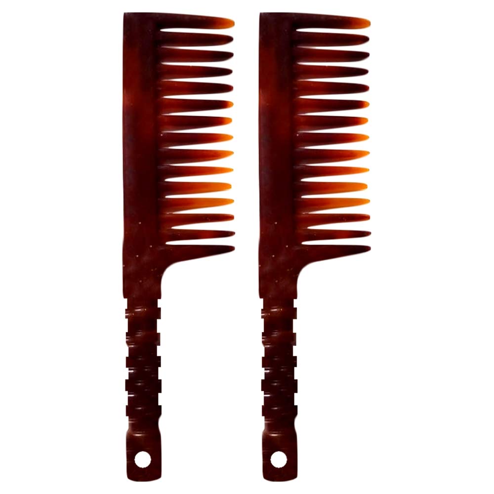 Glance92 Professional Hair Styling Comb Set for Thick Hair - 2 Pack Chocolate Brown | Salon Quality Detangling & Styling Tools for Women & Men | Perfect for Home, Travel & Professional Use