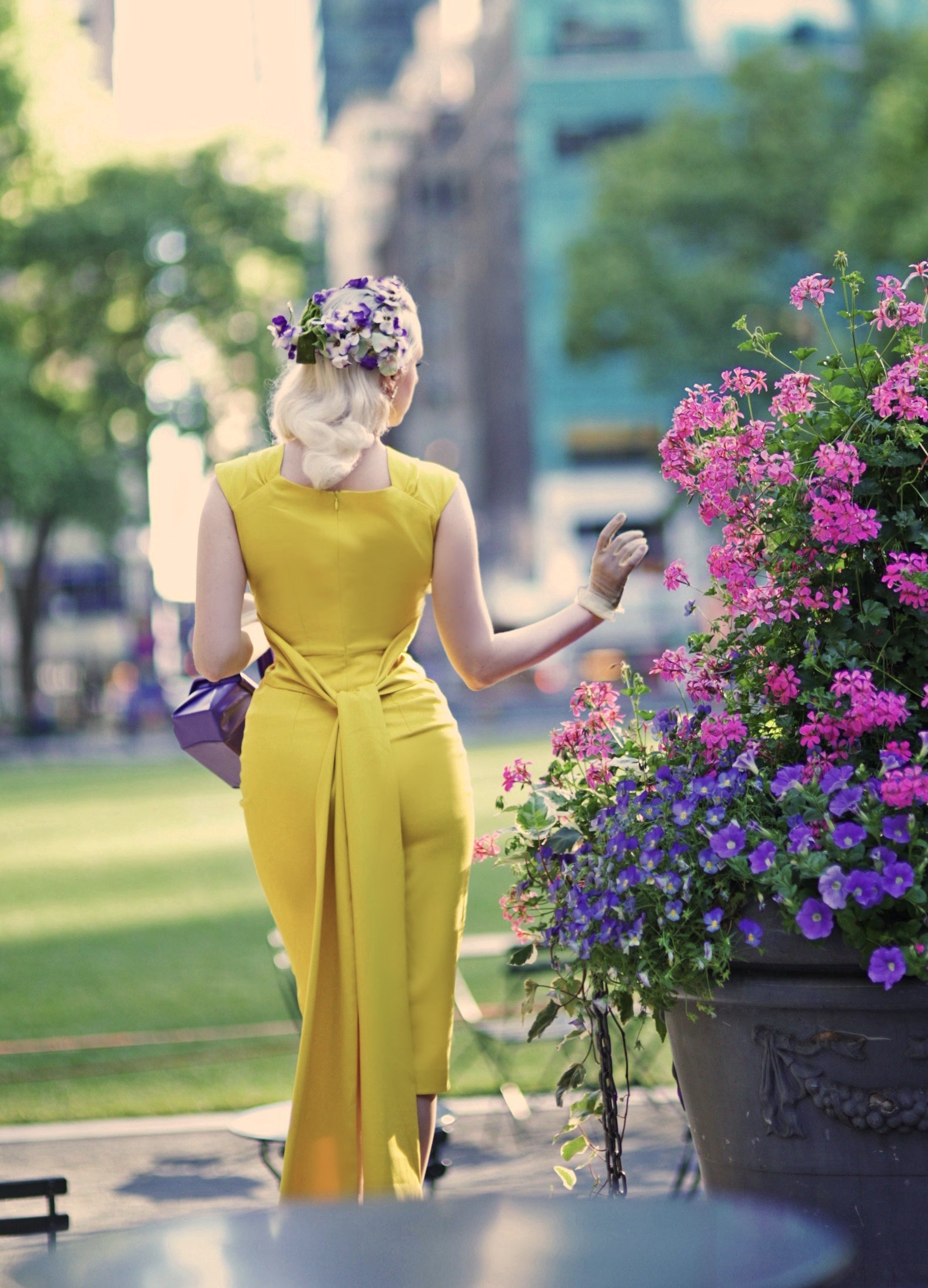 Elegant Yellow Pencil Dress with Sash - Slim Fit Formal Dress for Women - Perfect for Office, Cocktail Parties & Special Occasions