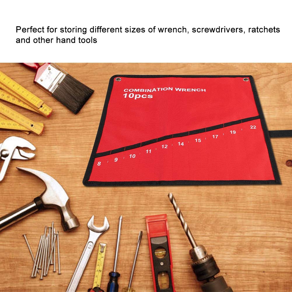 Roll Up Tools Bag Organizer - 10 Pocket Heavy Duty Tool Storage Pouch for Wrenches, Pliers & Hand Tools | Portable Workshop & DIY Tool Organizer for Mechanics, Electricians & Home Improvement