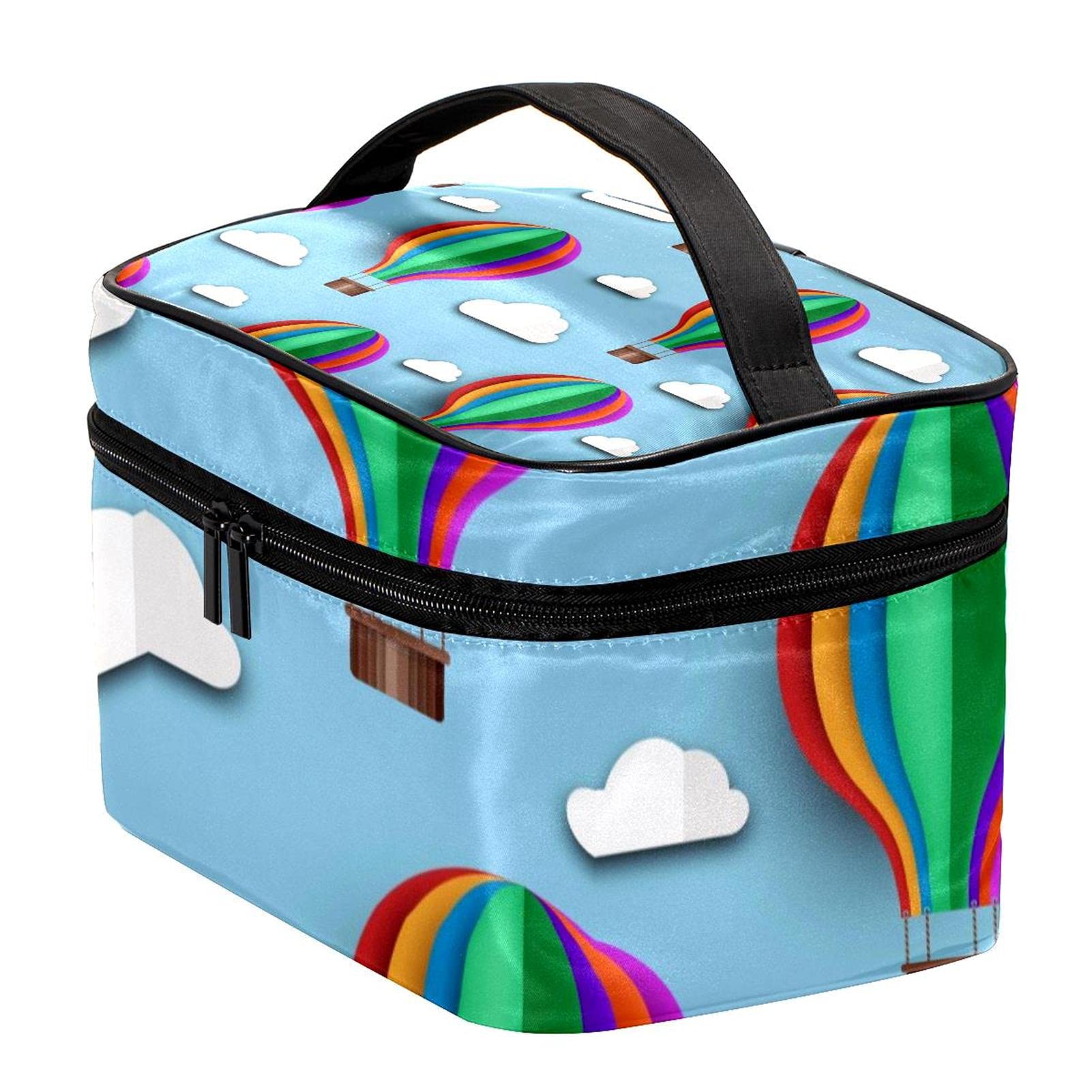 Hot Air Balloon Pattern Large Travel Makeup Bag - Waterproof Cosmetic Organizer Case with Zipper for Women & Girls | Perfect for Vacation, Gym, and Daily Use