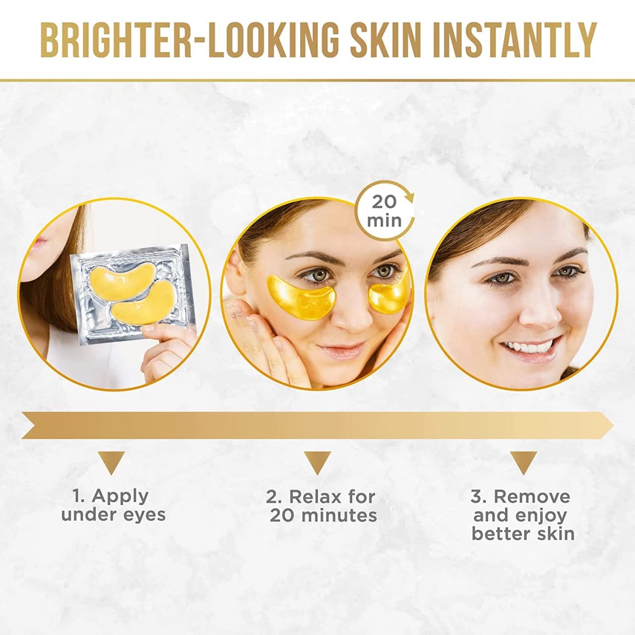 ShopiBuy Gold Under Eye Patches with Amino Acid & Collagen - 5 Pairs Dark Circle & Puffiness Treatment for Face Care | Beauty & Personal Care | Perfect for Night Routine, Travel & Spa Days