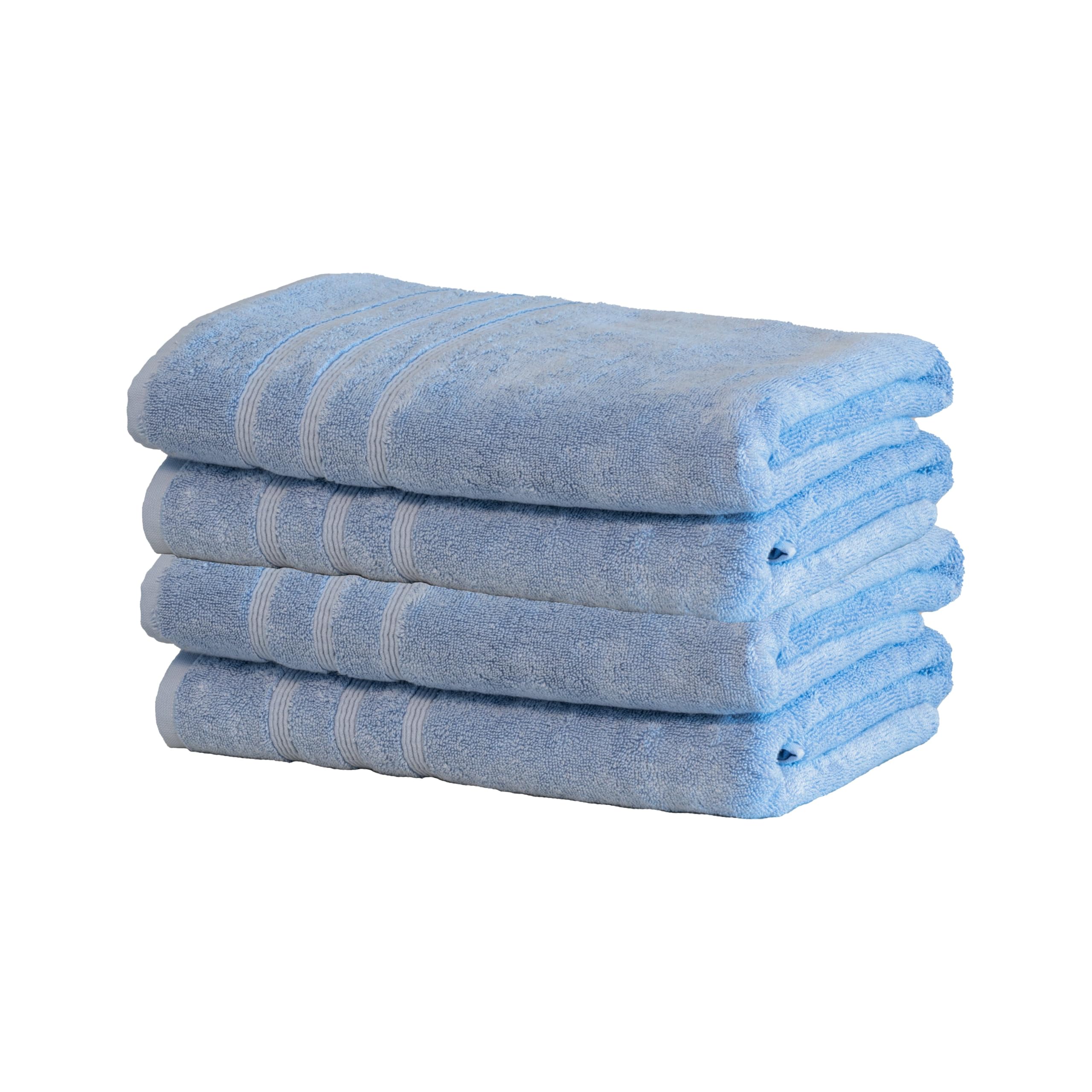 Luxury Turkish Bath Towels Set of 4 - 30x58 Inches Oversized, 700 GSM, Allure Blue - Bamboo Viscose & Aegean Combed Cotton - Perfect for Spa, Bathroom, and Guest Use