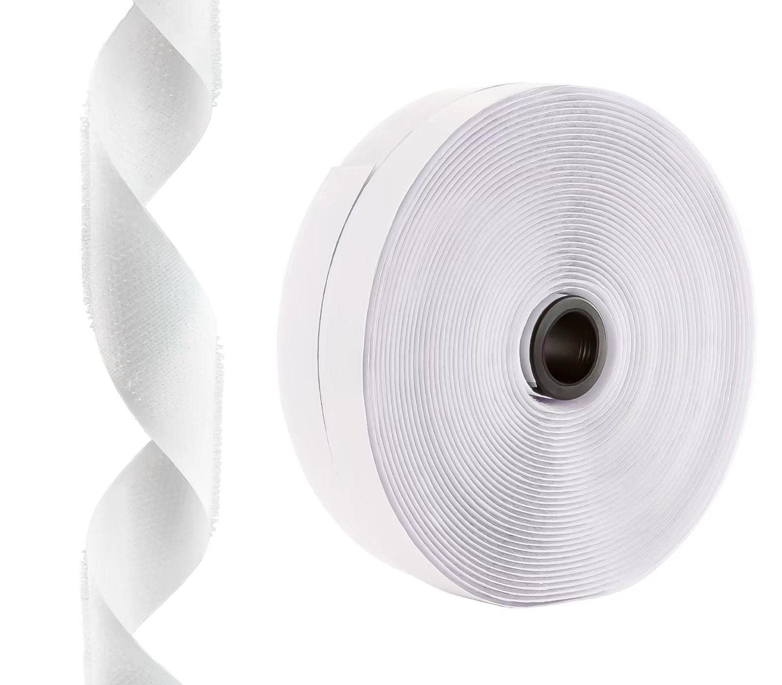 41 Feet x 1 Inch Heavy Duty Hook and Loop Tape - Self Adhesive Sticky Back Fastener Straps for School, Home & Office - White | Ideal for Organizing Cables, DIY Projects & Crafting