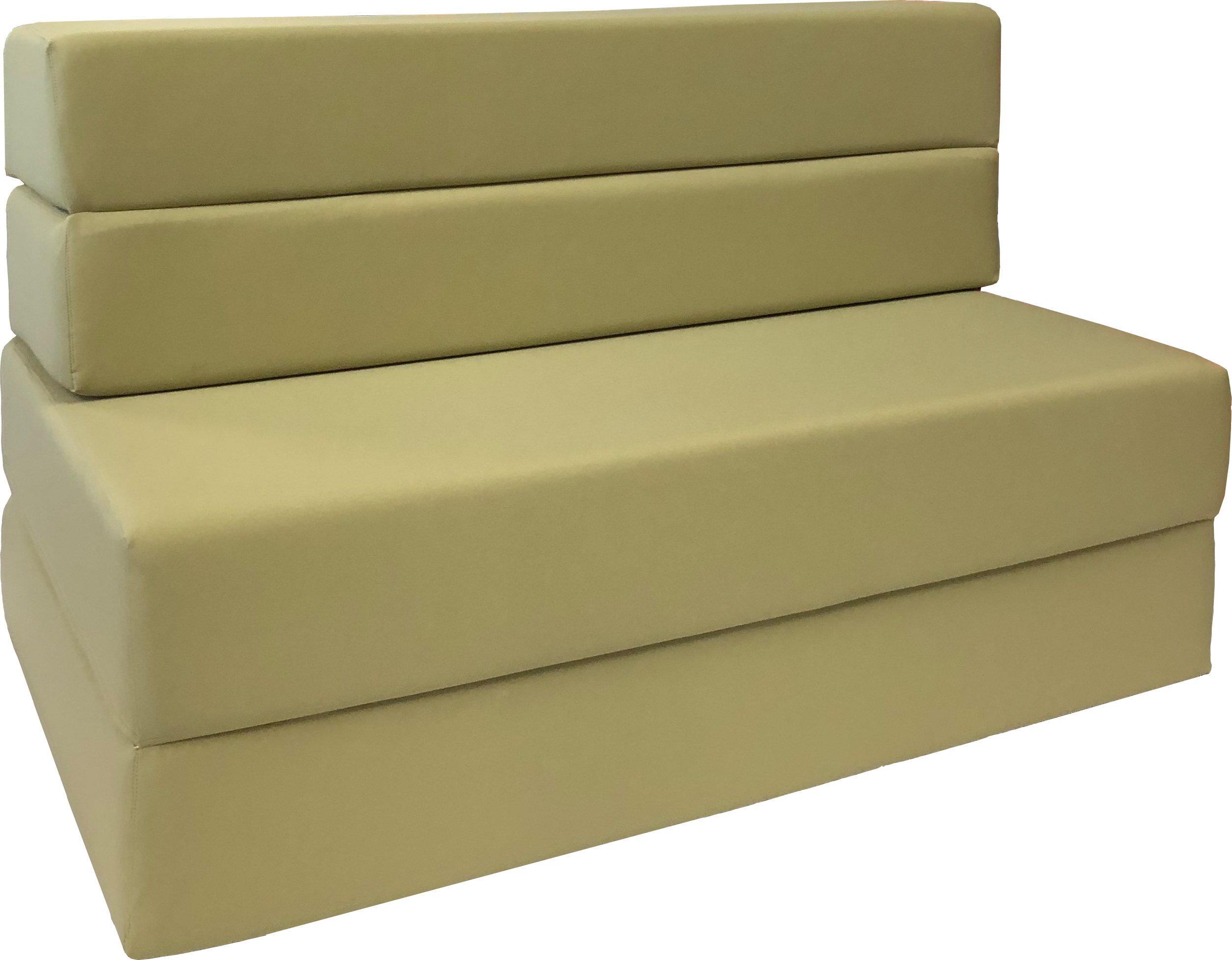 D&D Futon Furniture Folding Foam Mattress - Full Size Tan Convertible Sofa Chair Bed for Guest Room, Small Space & Dorm Use
