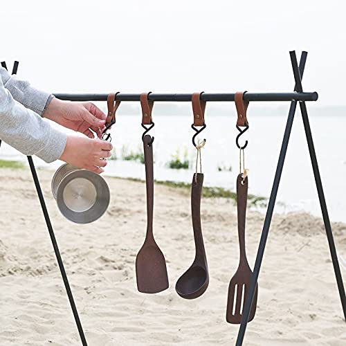 **Foldable Camping Cookware Hanging Rack - Portable Triangle Storage Shelf with Hooks for Outdoor Cooking Gear | Perfect for Backpacking, Hiking & Camping Trips (Medium Size)**