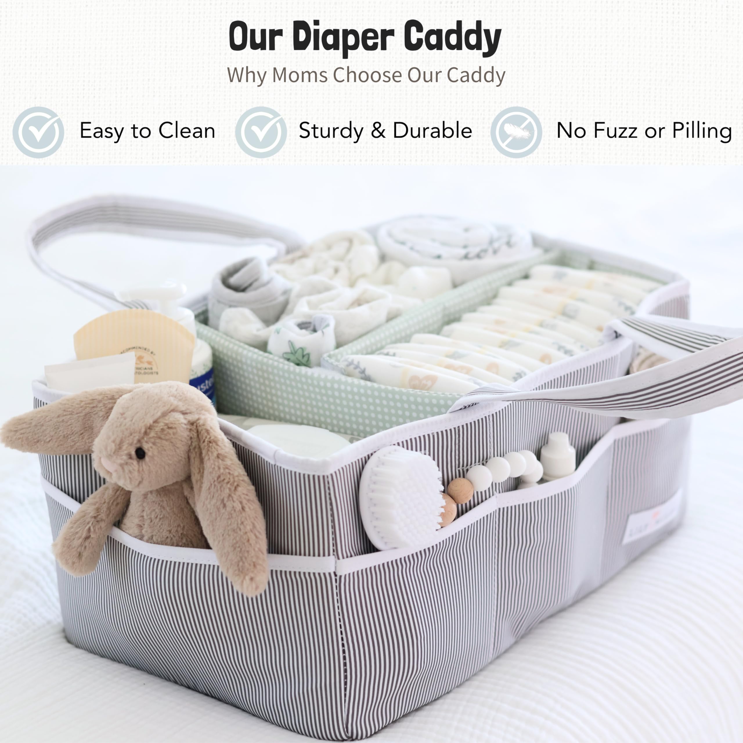 Lily Miles Baby Diaper Caddy Organizer - Large Tote Bag for Newborn Essentials (Boy & Girl) | Baby Shower Gift, Nursery Storage & Travel Must Have | Perfect for Diapers, Wipes & Baby Care Items On-The-Go