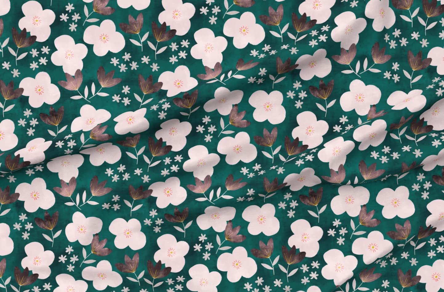 Floral Black White Green Printed Minky Fabric by The Yard - Soft Plush Material for Sewing Baby Blankets, Quilt Backing, DIY Crafts & Home Decor - Perfect for Nursery, Bedding & Gift Projects