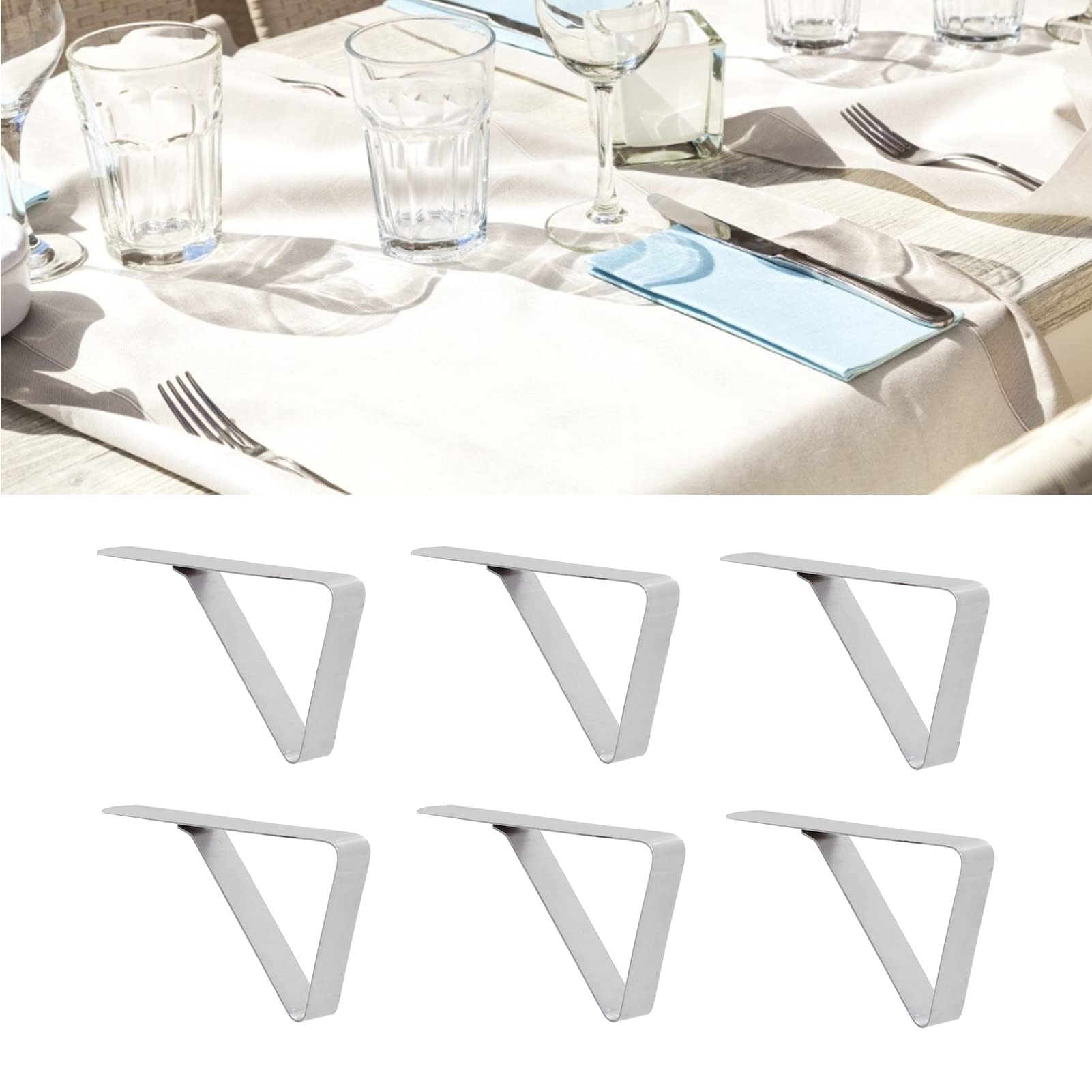 Yosoo 12Pcs Stainless Steel Tablecloth Clips - Flexible Table Cover Clamps for Picnics, Weddings, Graduation Parties - Perfect for Outdoor Events & Home Decor