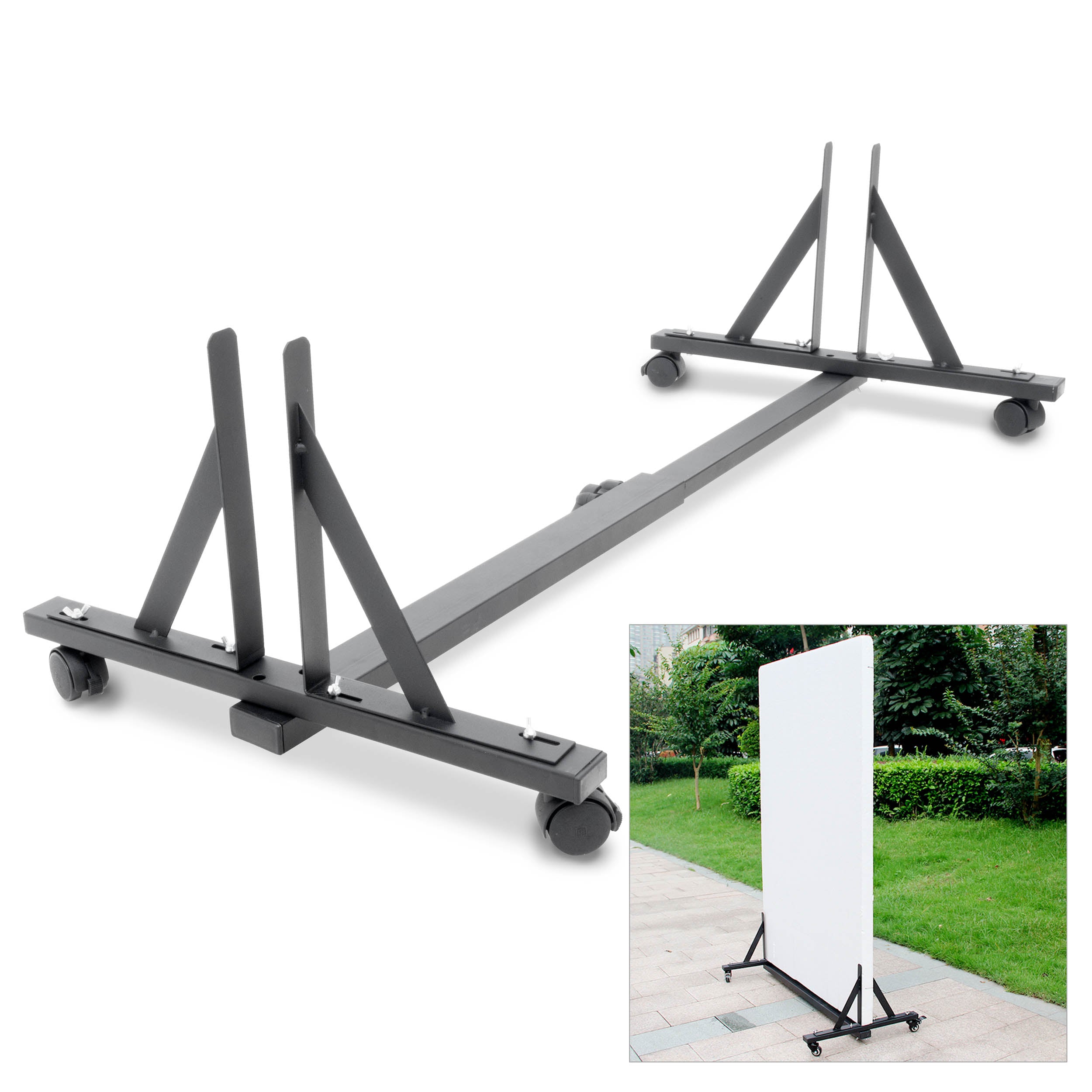 Heavy Duty Steel Polyboard Stand with Wheels - Mobile Storage Rack for Warehouses, Garages & Retail Stores